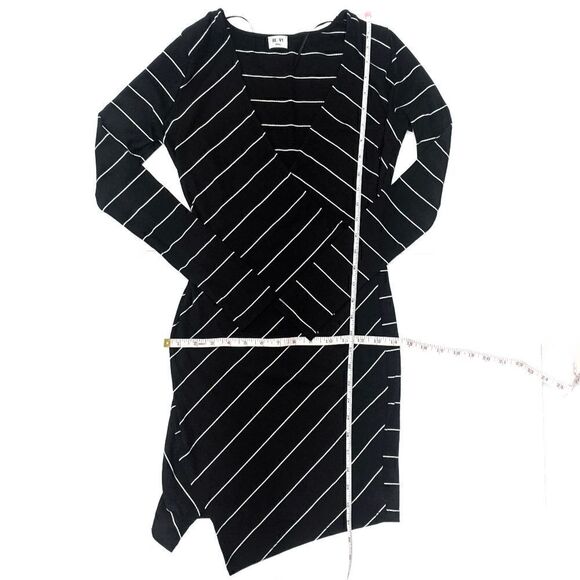 Renvy Black Striped Faux Wrap Long Sleeve Mini s S - Picture 8 of 8